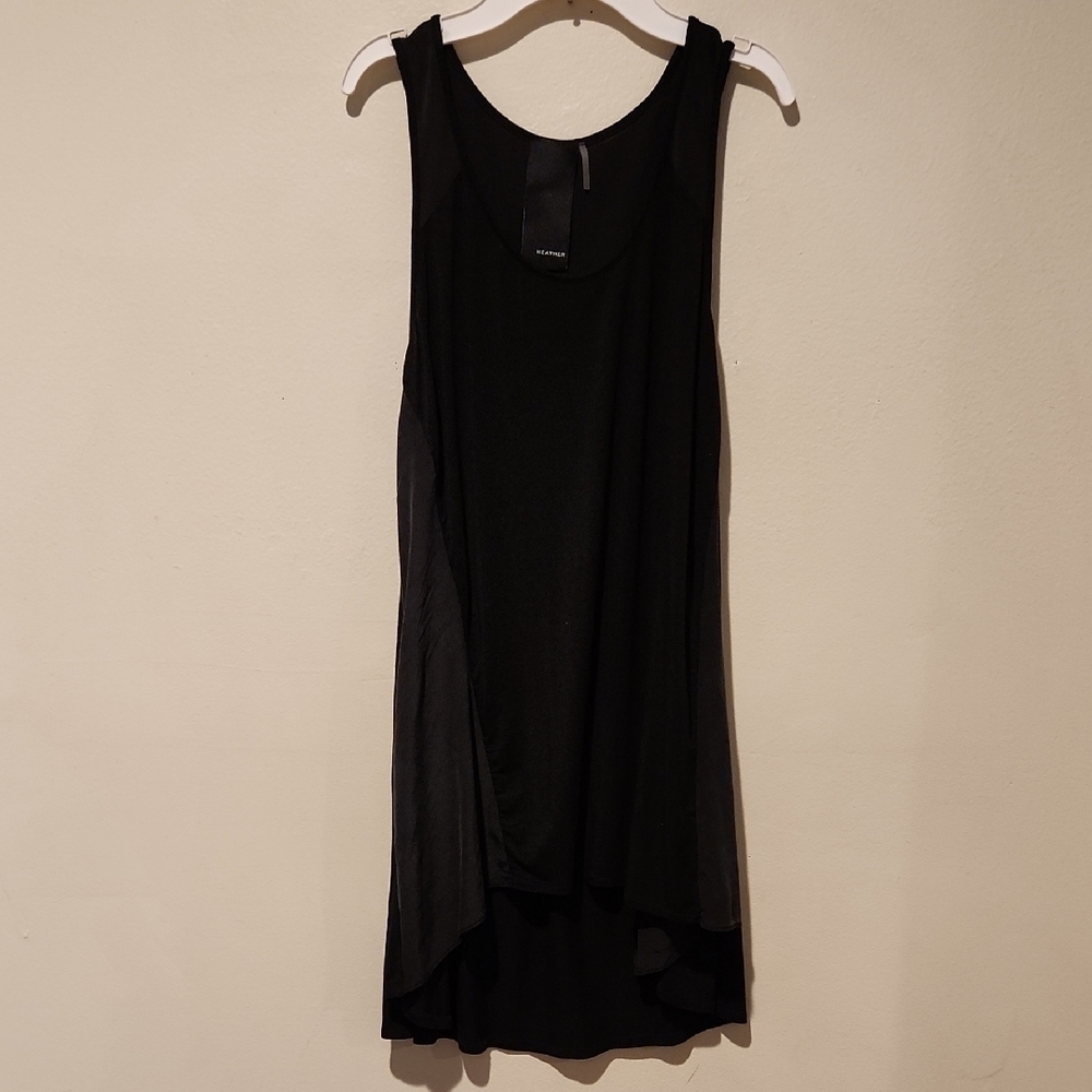 ❤️ HEATHER SILK AND JERSEY HIGH LOW TUNIC TANK TOP, MEDIUM